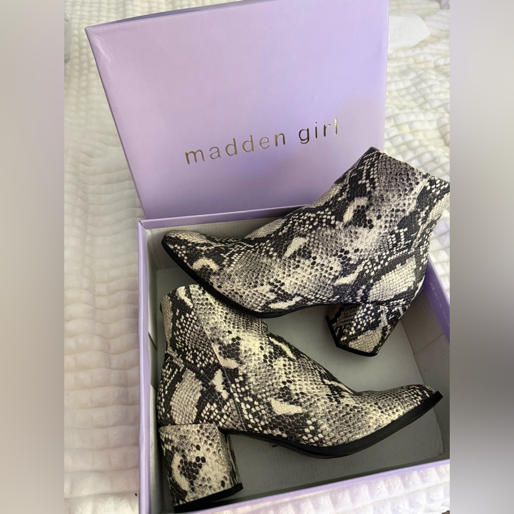 Madden Girl Snake Print Ankle Booties